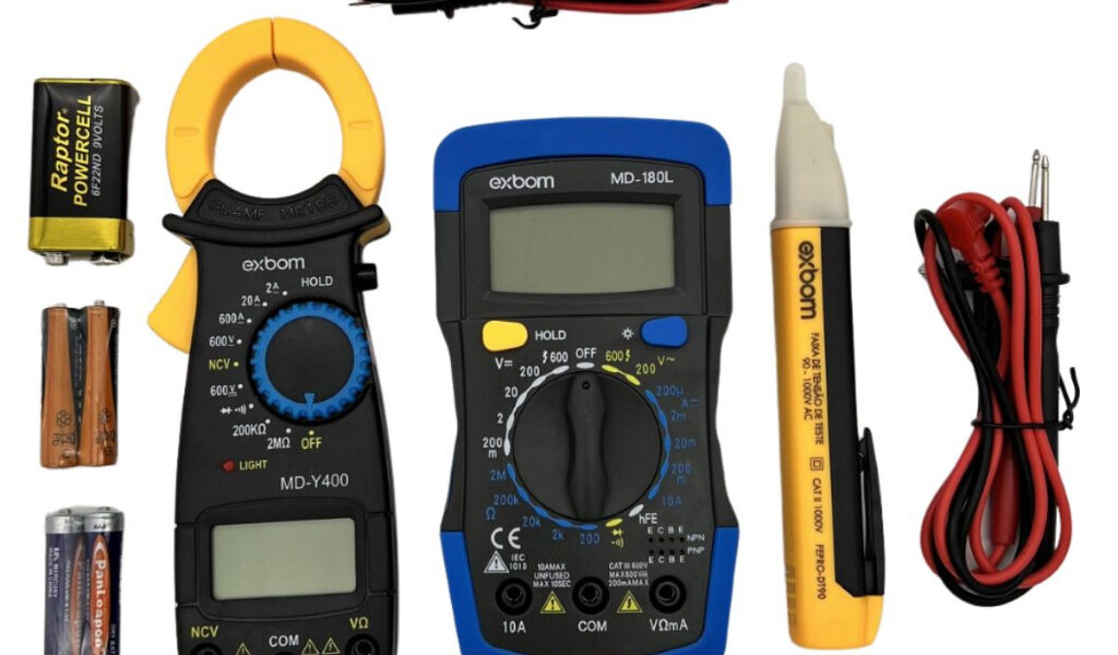 Kit 3x1 Multimetro digital Alicate amperímetro + multimetro + caneta tensão alerta som - Exbom