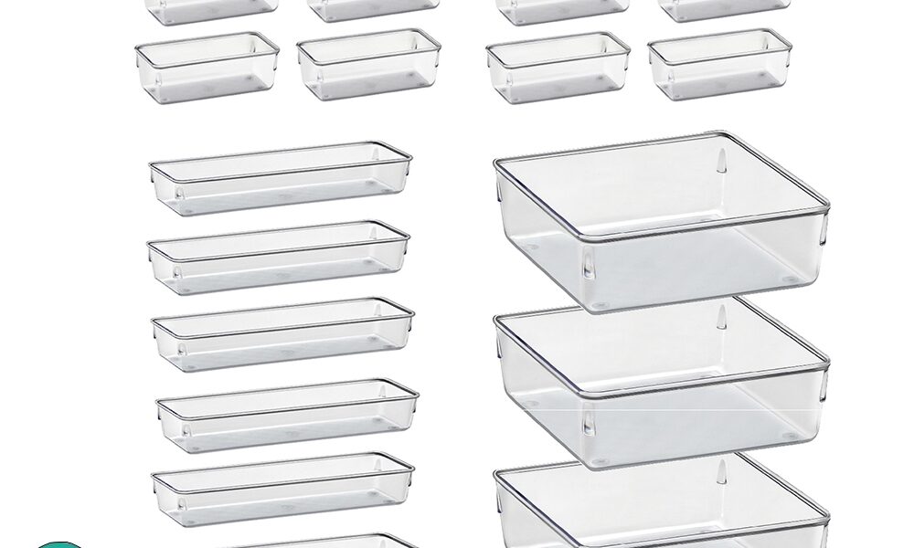 Kit 21 Organizador Multiuso Modular Gavetas Acrilico Cristal e Fume