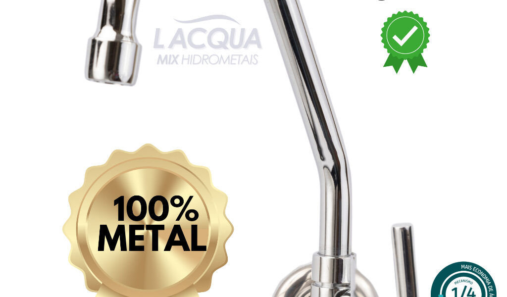 Torneira Cozinha Parede Bica Móvel 100% METAL Lacqua