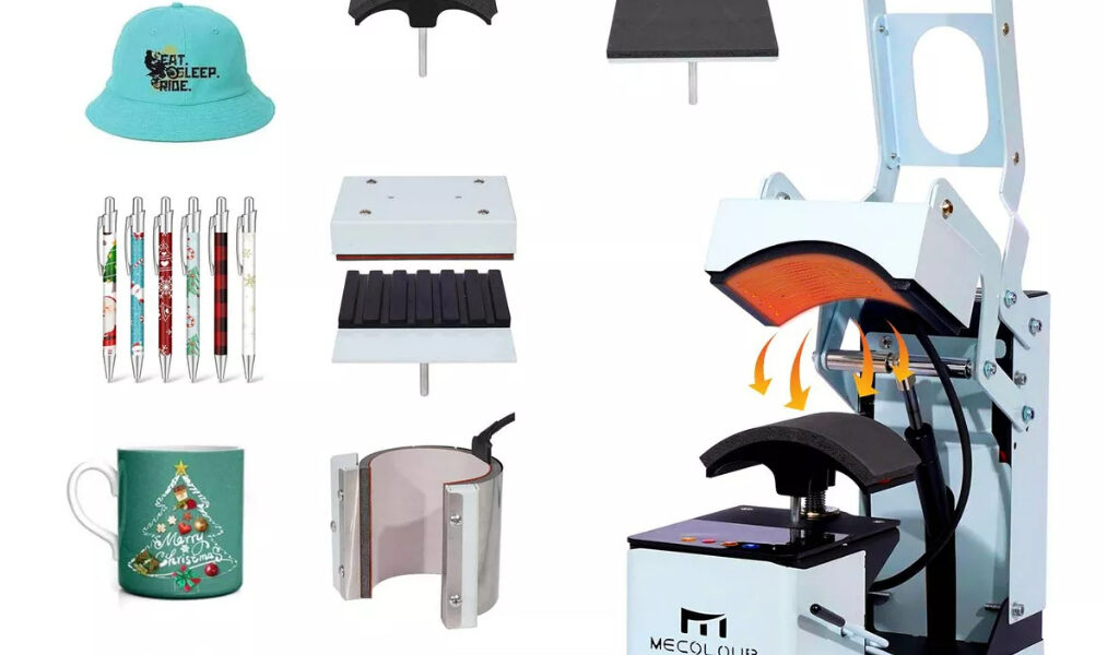 Máquina de Prensa Térmica de Sublimação 4 em 1 para Chapéus, Estampagem A Quente, Canecas, Canetas de Cozimento Mecolour