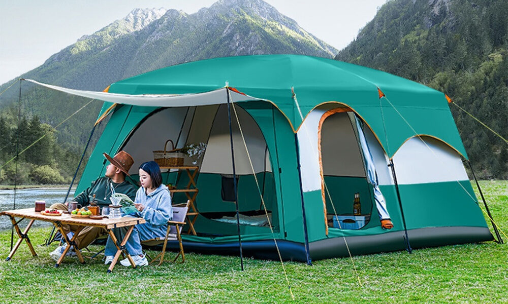 Barraca Camping Acampamento 12-16 Pessoas Grande Varanda Várias Especificações