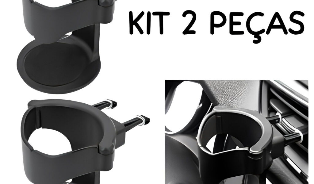 Kit 2 Peças Suporte Para Copo Bebidas Universal Automotivo Carro Ajustável Preto