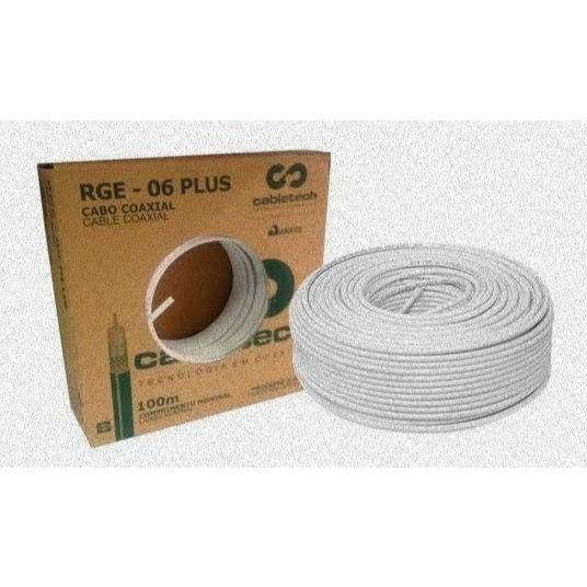 Cabo Coaxial RG6 Blindado 100m Branco com Malha 60/90% – Alta Qualidade e Melhor Preço