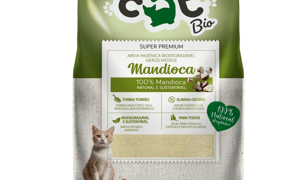 Areia Higiênica Biodegradável para Gatos - Catbio Mandioca - Forma Torrão, Sem Odor, Super Premium