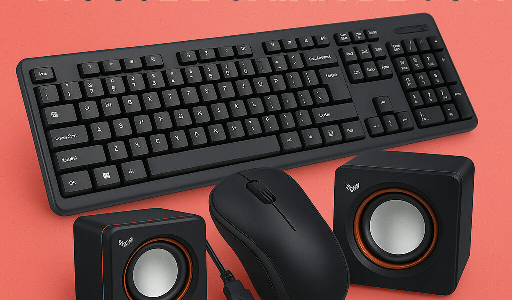 Teclado + Mouse + Caixa de Som Computador Notebook USB Tecla Macia Som Puro Potente ergonômico