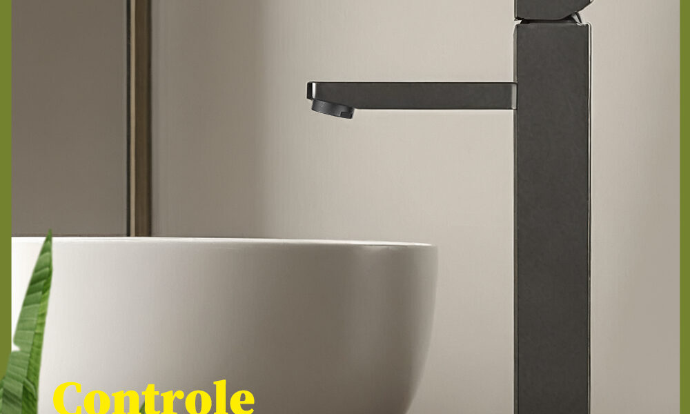 Heemli torneira banheiro inox monocomando Lavabo Saída Alta para Cuba Quadrado Pintura Preta Ajuste de Água Quente Fria
