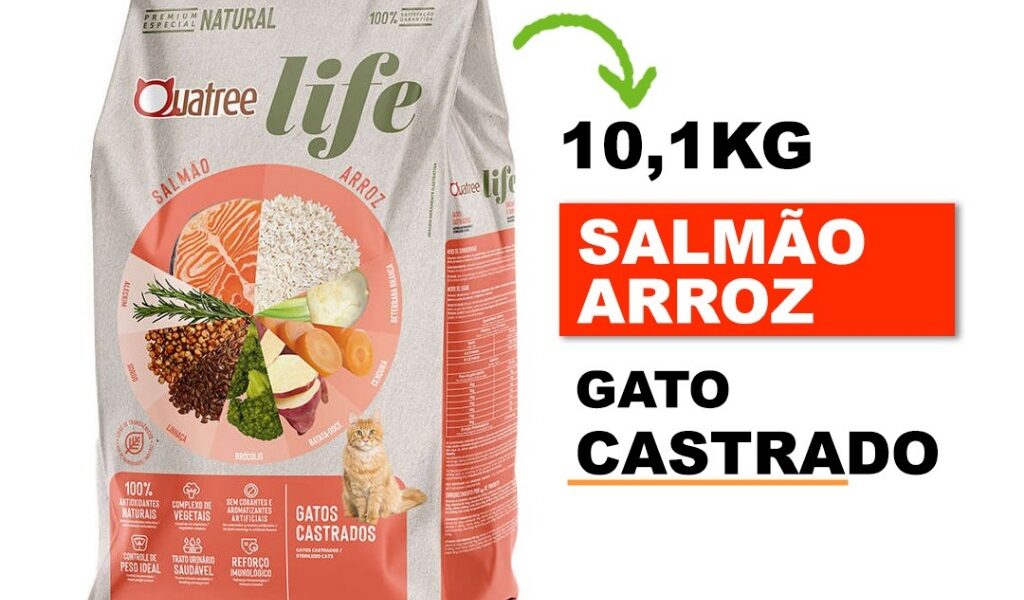 Ração Quatree Life Gatos Castrados Sabor Salmão 10,1kg-Envio Rápidos