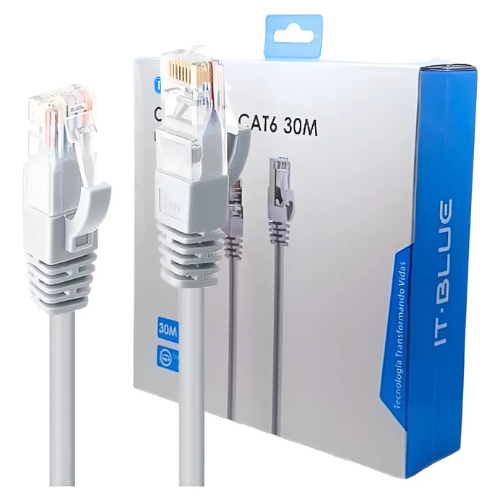 Cabo de Rede Cat6 30 Metros Blindado RJ45 Ethernet LAN para CFTV Internet Gigabit