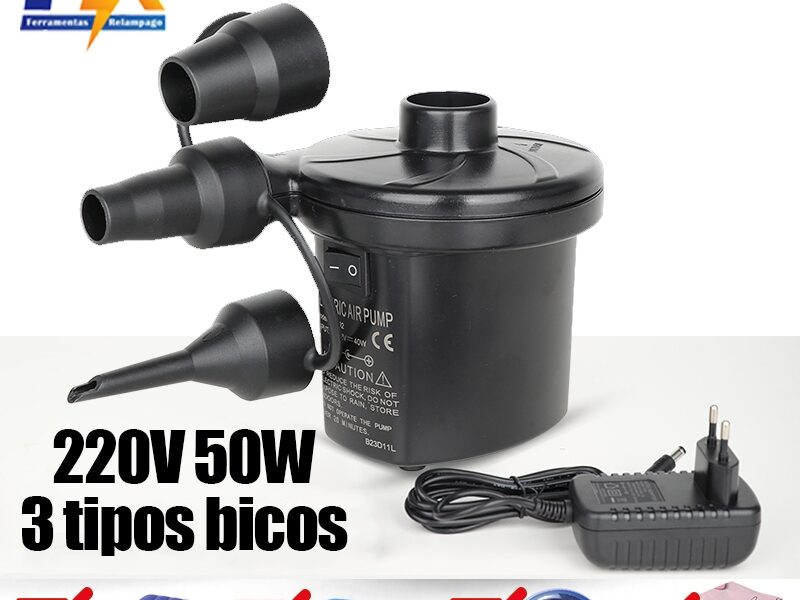Bomba Elétrica Pneumática Para Secar E Encher Colchão Boias Piscinas Infláveis Portátil Esvaziar E Inflar,3 tipos bicos