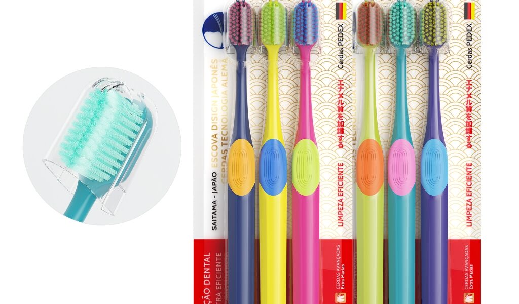 TOYADENTEscova Dental TOYADENT Ultra Soft, Kit 3 Unidades, 5500+ Cerdas, Cores Vibrantes