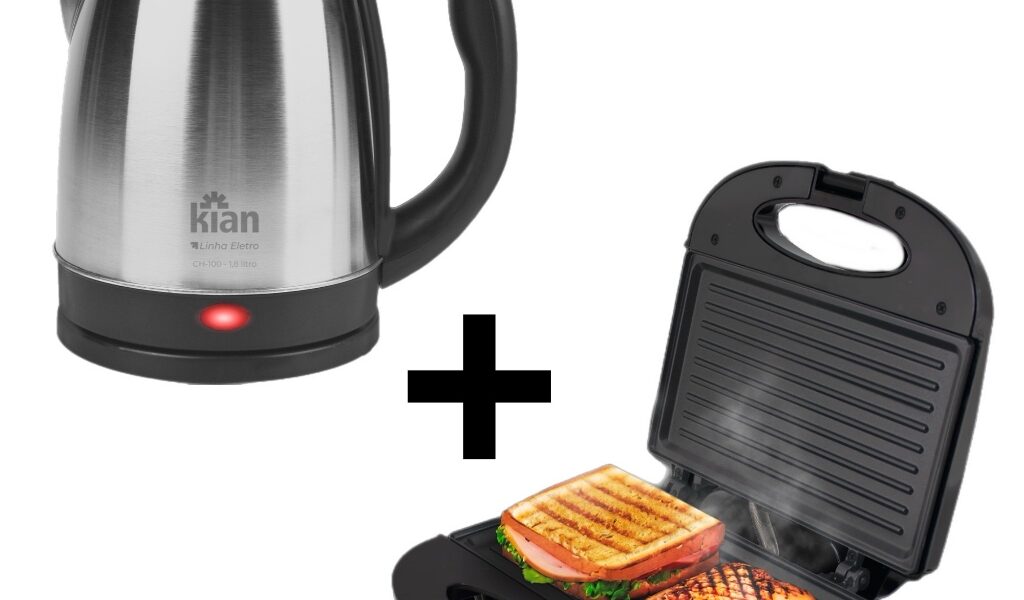 Kit Café Manhã Chaleira Elétrica + Sanduicheira 127v ou 220v - Kian