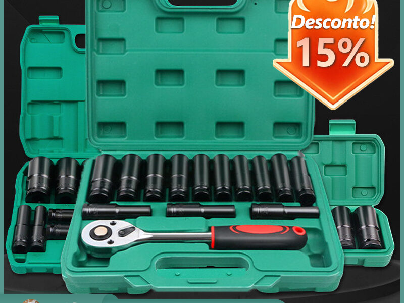 15PCS 8mm-32mm Conjunto De Soquetes De Impacto Longo Preto Ferramentas Redutor