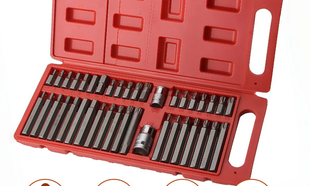 Kit 40 Peças Jogo de Bits Torx e Allen Multidentada com Várias Medidas - Kit Ferramentas para Chave de Fenda