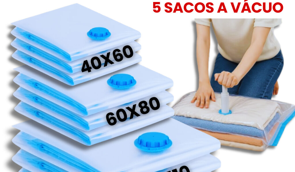 Kit 5 Sacos a Vácuo Organizador Edredom Mala Roupa De Cama Com Bomba 40x60 60x80 70x110