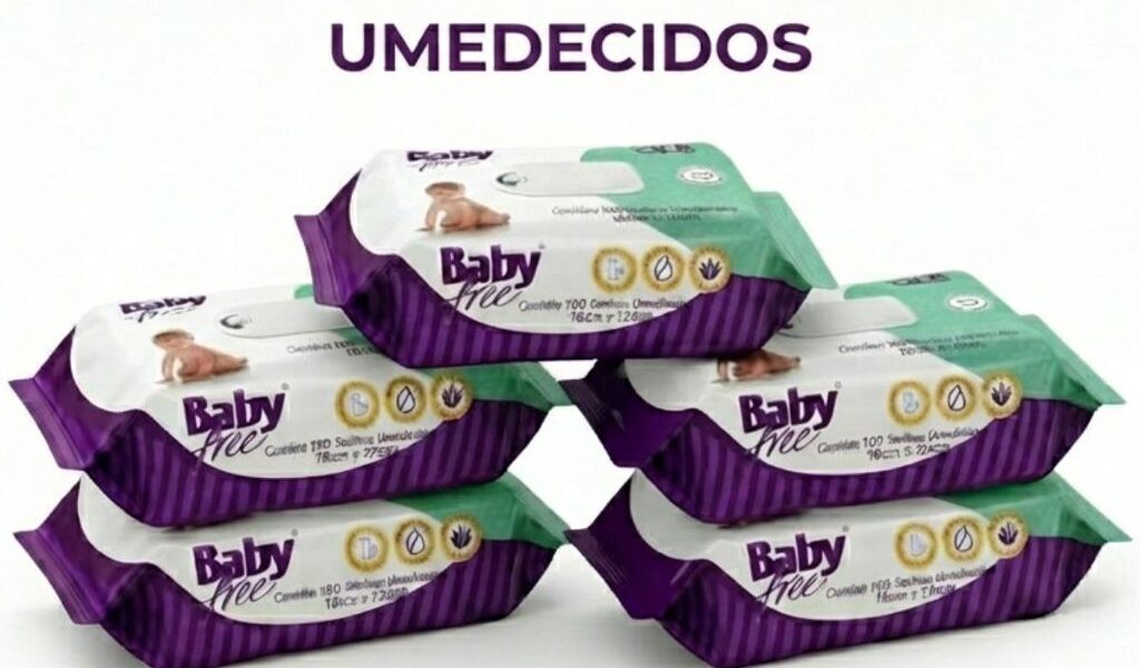 KIT COM 5 PACOTES TOALHAS UMEDECIDAS/LENÇOS BABY FREE C/100-(sem tampa flip-top)