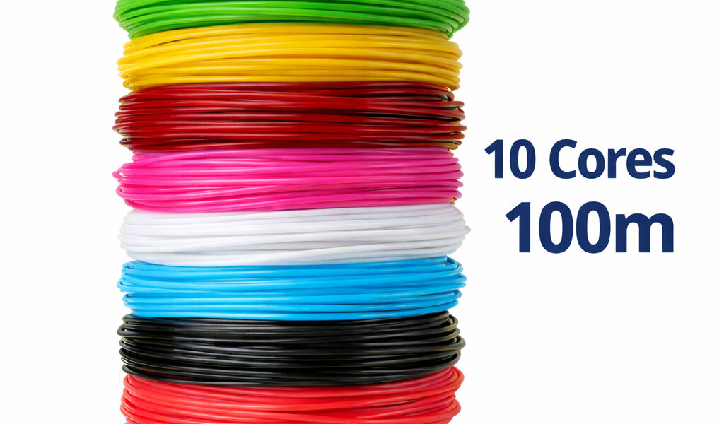Refil Filamento Pla Kit 10 Cores Variadas 100m para Caneta 3d e Impressora 3d