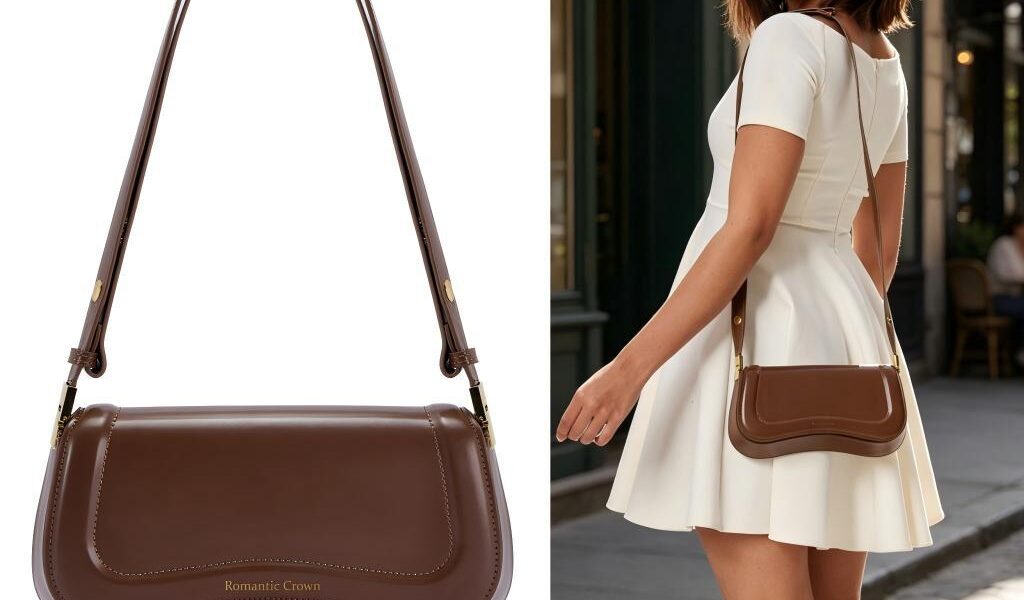 Presente Dia das Mães Bolsa de Ombro Feminina com Alça Ajustável, Bolsa Feminina Elegante com Couro Preto, Presente