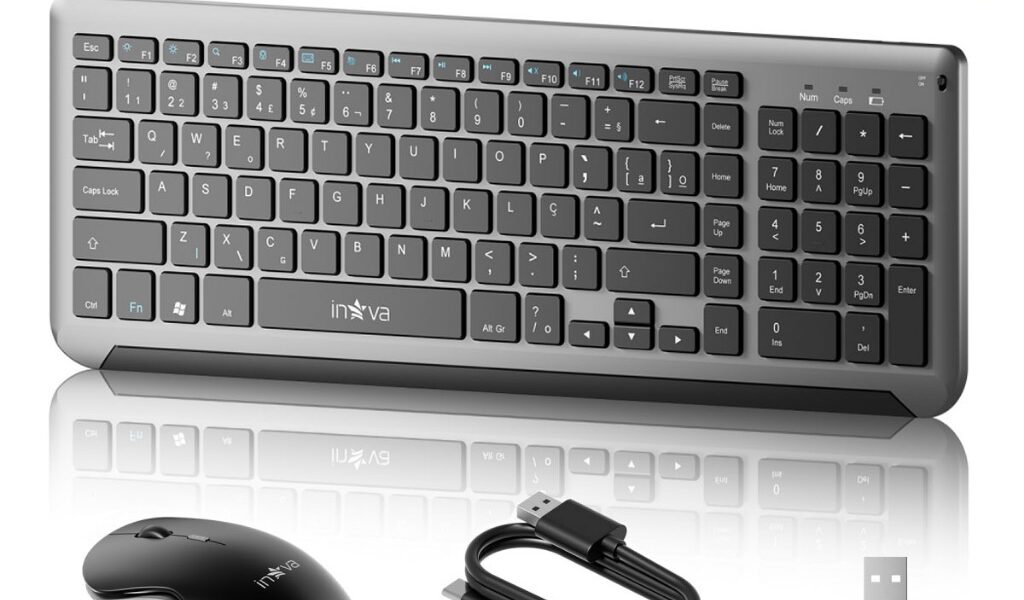 Inova Kit Teclado Mouse Sem Fio Sem Fio Recarregável Bateria Wireless Mac Android