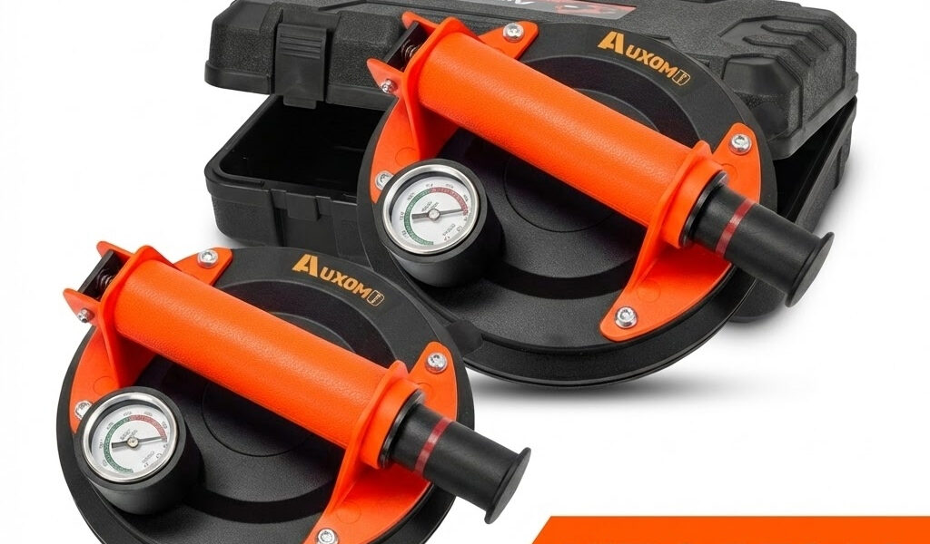 Kit 2 Ventosas Profissional A Vácuo AUXOM 250kg Para Porcelanato Vidro Mármore Com Maleta