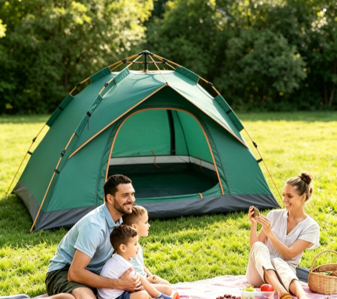 Barraca de Acampamento Automática Impermeável, Portátil e Ventilada, 5 a 6 Pessoas, 15 Estilos Externo