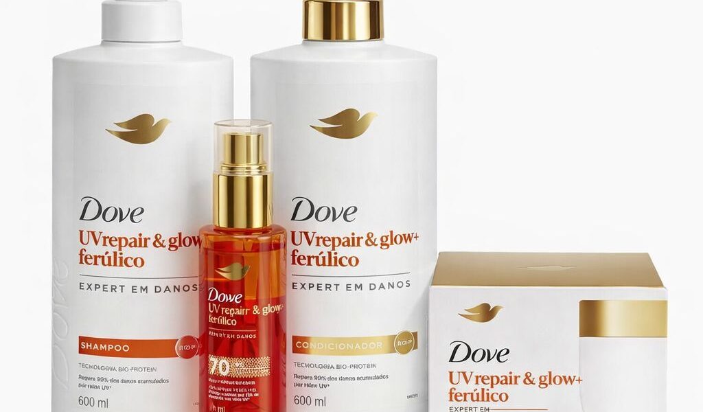 Kit Dove UV Repair & Glow + Ferúlico – Tratamento Completo Contra Danos UV 600ml