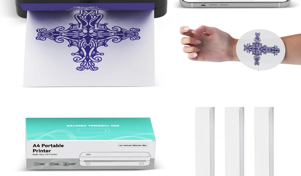 lmpressora Térmica tattoo A4 De Transferência Stencil Papel Para Tatuagem Bluetooth Portátil Printer