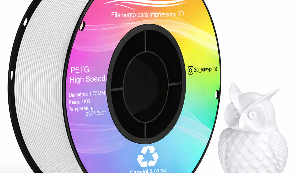 Filamento PETG 1,75mm 1kg Easy Print 3D Branco Alta Resistência Alta Velocidade Impressora 3D Prototipagem 230 a 250°C