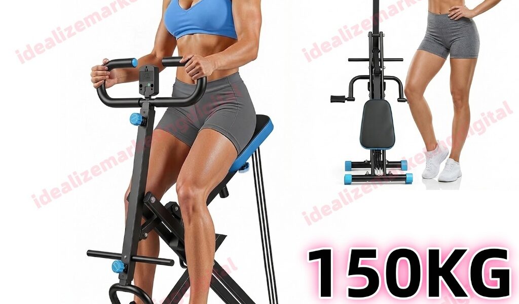 Máquina 2 Em 1 Remo Agachamento Dobrável C/monitor Lcd 150kg