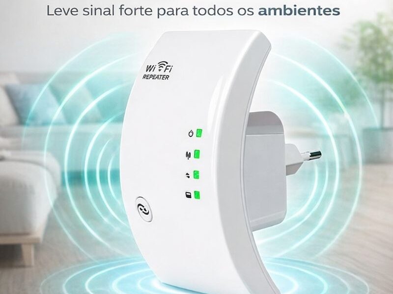 Repetidor WiFi 300Mbps Bivolt Amplificador de Sinal 2.4GHz WPS Extensor Internet com Porta LAN