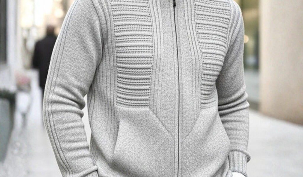 Jaqueta Masculina Com Zíper Blusa De Frio Lã Inverno Tricot