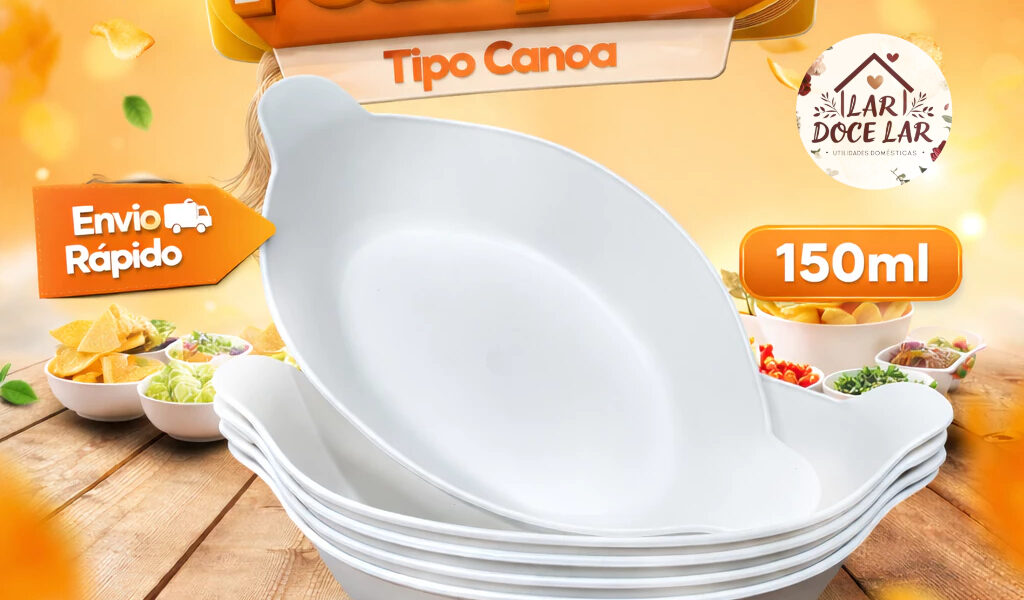Kit 2 a 10 Petisqueira Barquinha Canoa 150ml Pequena Branca Churrasco Festa Frios Amendoim Caldos