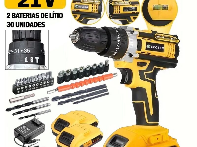 Furadeira Parafusadeira bateria 21V com maleta e acessórios/3 Funções