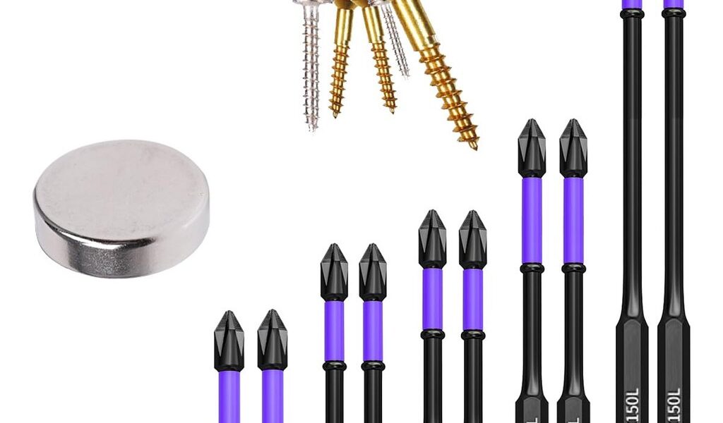 Conjunto de 6 Bits Magnéticos de Impacto Antiderrapante Alta Torque Haste Hexagonal Parafusadeira Furadeira Reparos