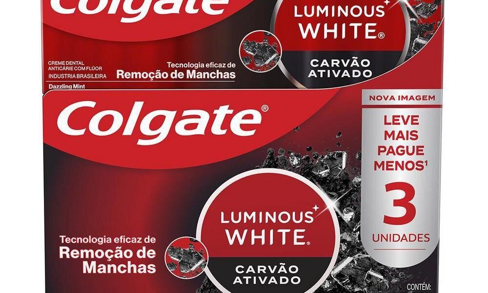 Pack Creme Dental Colgate Carvão Ativado Luminous White 3un 70g