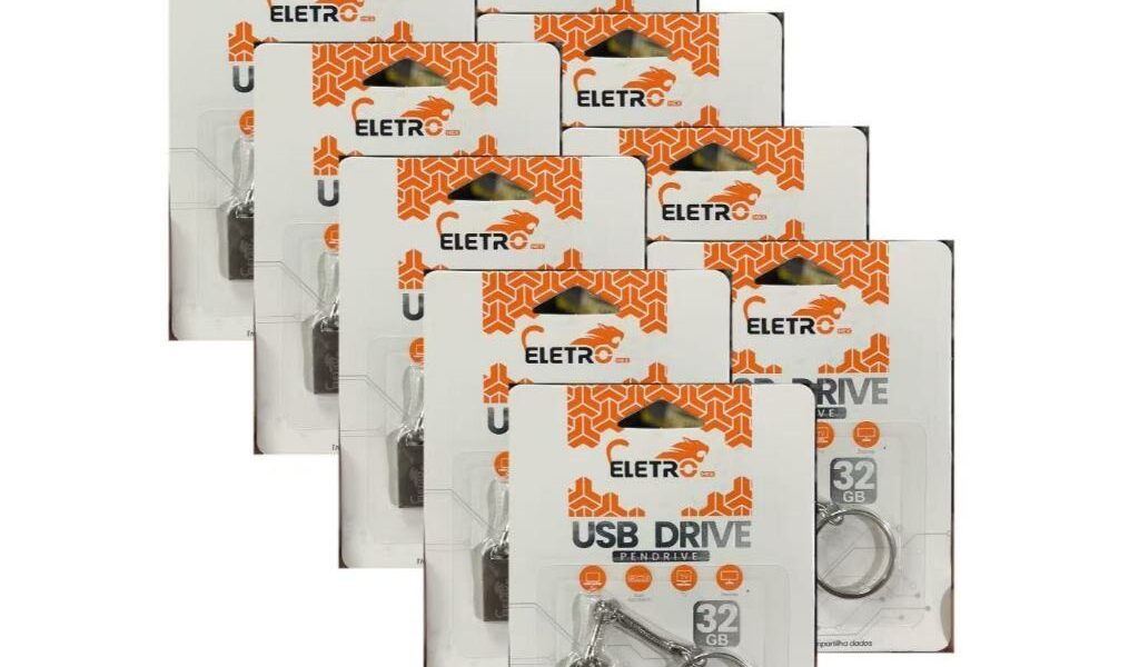 Kit Mini Pendrive Eletro Original – Chaveiro Metálico USB 2.0 (8GB a 32GB)