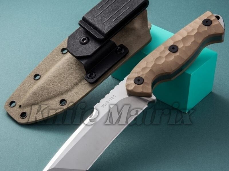 Faca Tanto Full Tang espessura 8MM Cabo G10 C/bainha Em Kydex Cor Preto Cáqui GD-A11 CORTE ABSOLUTO