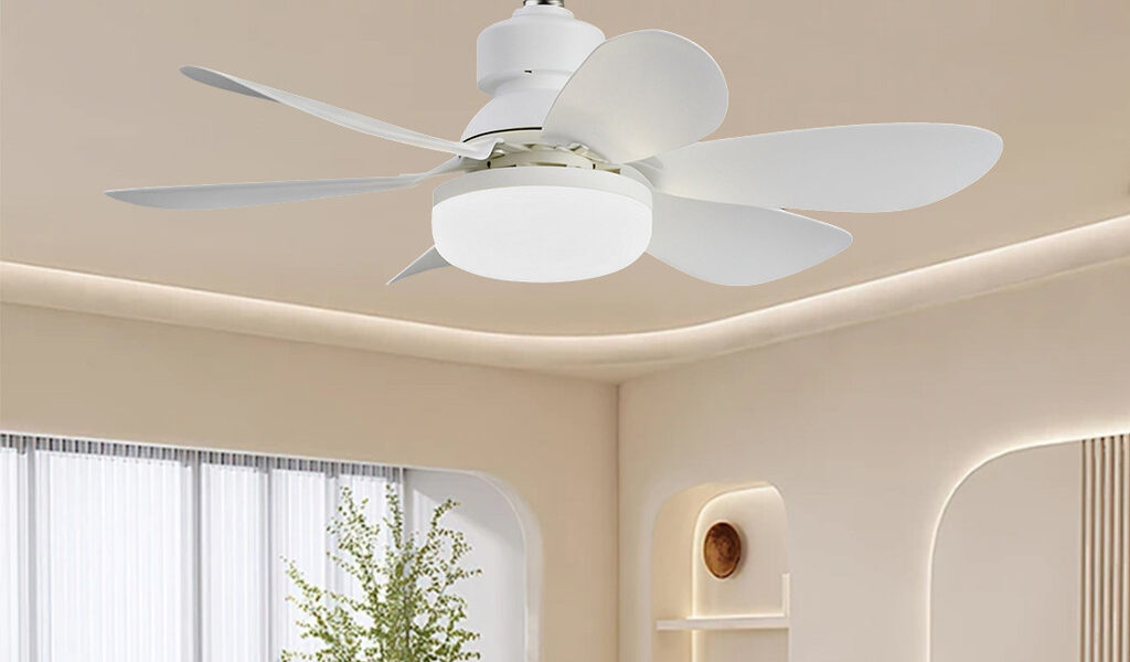 Ventilador Lâmpada De Teto LED 60W 80W Silencioso, Com Controle Remoto,6 Hélices, Bivolt,Prática Instalação E27