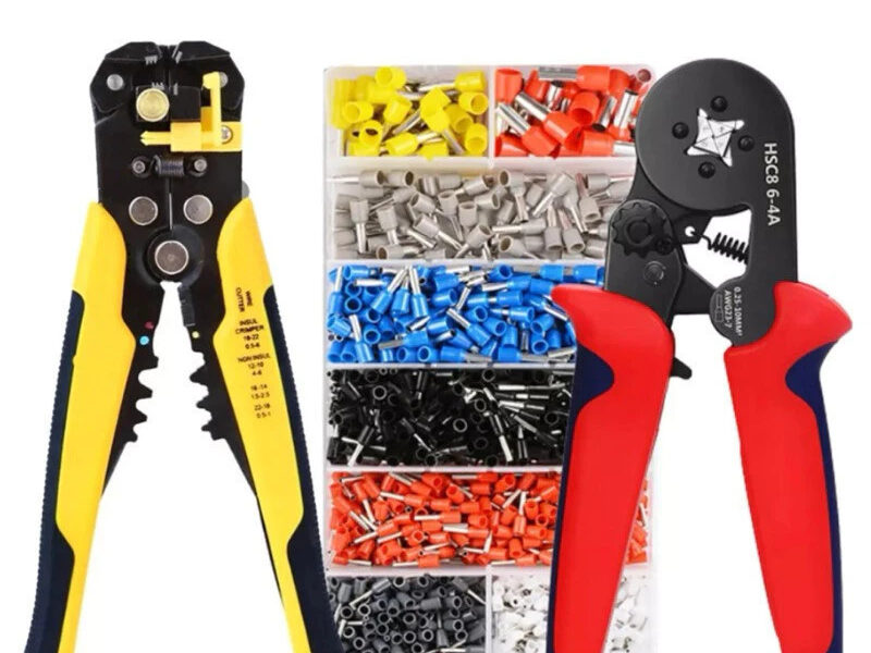 Kit Alicate Crimpar Descascador 800 Terminais Ilhós Tubular