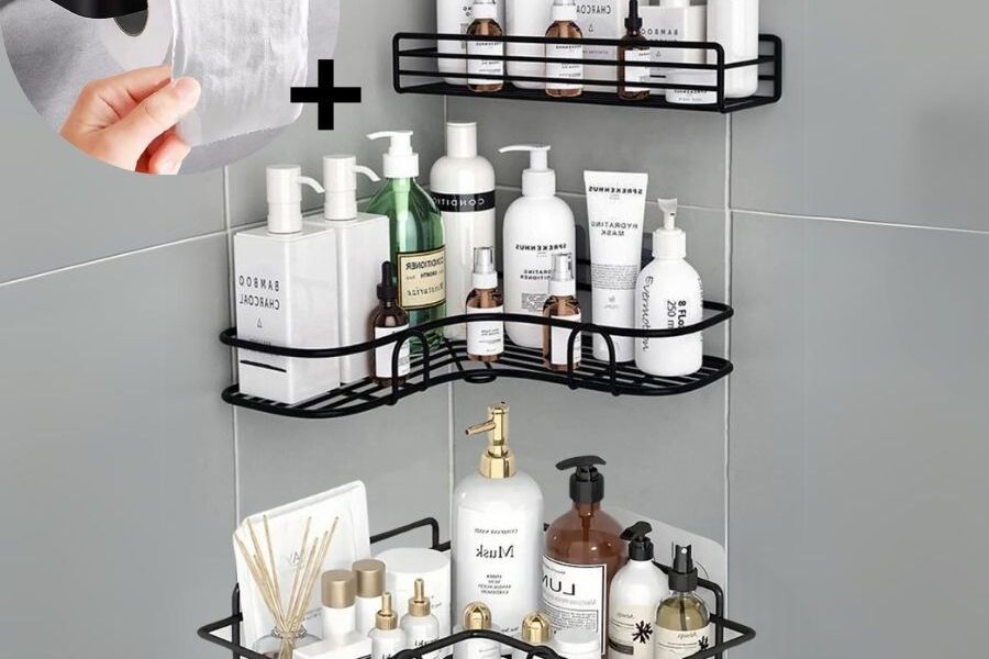 Suporte Prateleira Porta Shampoo Canto e Reto Com Adesivo Organizador - modelo selecionado