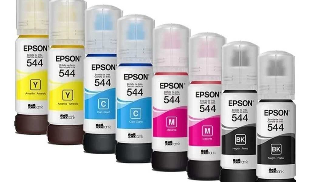 Kit 08 Refis De Tinta T544 para impressora L3110 L3250 L3150 - Combo preto e color