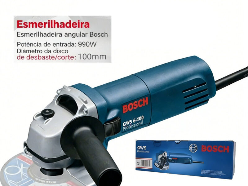 profissional Esmerilhadeira Lixadeira Angular BOSCH GWS 6-100 Serra Elétrica Angular Kit Com Acessórios